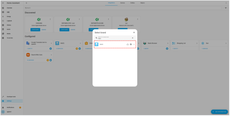 Add HACS integration