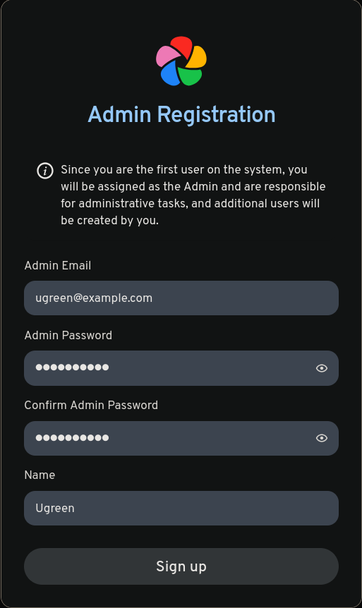 Admin registration page