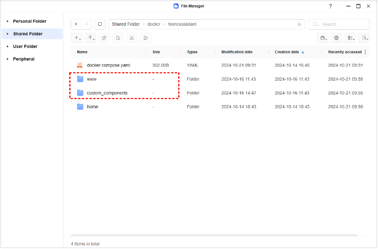 UGOS hacs folder creation
